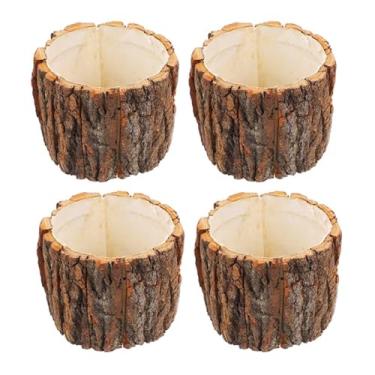 Imagem de Balacoo 4 baldes de flores rústicos resistentes à água para arranjos de flores para decoração de jardim de varanda, vaso de madeira versátil