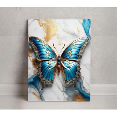 Imagem de Quadro Decorativo Borboleta Azul e Dourada - Arte Elegante em Tela Ace