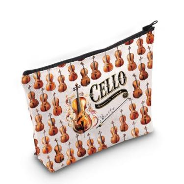 Imagem de LEVLO Bolsa de maquiagem cosmética para violoncelista, mercadoria violoncelista, músico, bolsa com zíper, presente para tocador de violoncelo, Violoncelo, Bolsa de maquiagem