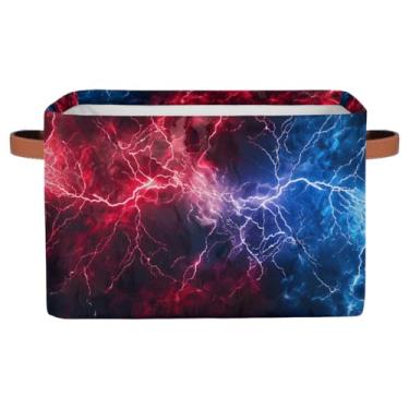 Imagem de Cestas de armazenamento pequenas, vermelho, azul, fresco, com alças, caixas de armazenamento de brinquedos infantis, organizador de cubo de tecido, cesto organizador para berçário, sala de estar