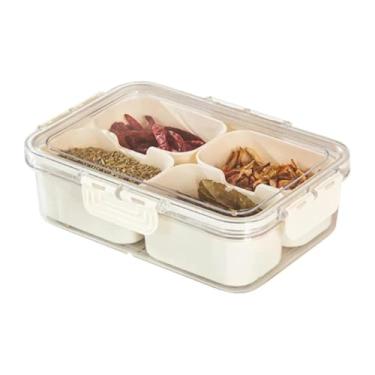 Imagem de Cesto Organizador com Tampa para Geladeira, Plástico Transparente/Branco, 23,5x16,5x6,5cm, com 4 Cestas Divisórias