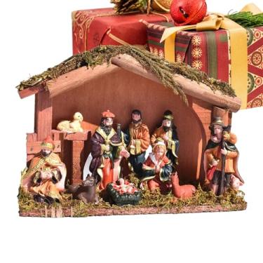 Imagem de Conjunto de presépio de Natal, decoração de estatuetas de nascimento de Jesus | Conjunto de presépio de para decoração de casa | para mesa de cozinha, lareira, mesa de cabeceira, prateleira