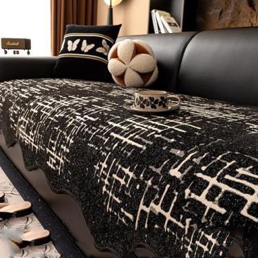 Imagem de HGTRH Capa de sofá lavável macio de lã de leite capas de sofá 1 2 3 lugares, capas de sofá antiderrapantes, capas de sofá para sofá secional preto 70 x 70 cm