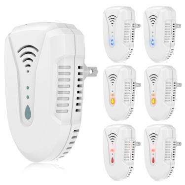 Imagem de Repelente ultrassônico de pragas versão atualizada 2025, pacote com 6, repelente de mouse para uso interno, repelente ultrassônico de insetos para insetos, baratas, ratos, aranhas, ratos, mosquitos