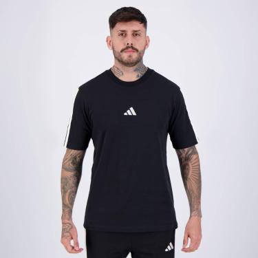 Imagem de Camiseta Adidas 3 Stripes Logo Preta e Branca-Masculino