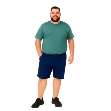 Imagem de Bermuda Sarja Básica Plus Size Masculina Adulto Cor:MarinhoTamanho:60 