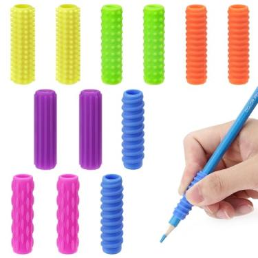 Imagem de TOCCOOL Pacote com 12 alças de silicone sensoriais para lápis – auxílio de escrita texturizado para crianças com autismo e TDAH, melhora o conforto e o foco para uso escolar e doméstico