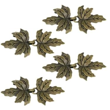 Imagem de 4 pares de broches de capa elegante em forma de folha fecho de vestuário prendedor de suéter clipes de camisa para xaile cardigã colarinho botão vestido camisa broche