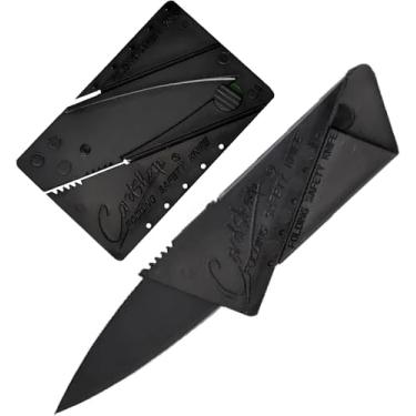 Imagem de Canivete Faca Cartão Dobrável de Bolso Portátil, Compacto e Leve, Lâmina Para Acampamento, Viagem, Trilha, Camping, Abrir Caixa, Pesca e Defesa Pessoal, Multiuso, Multifuncional, Profissional Aço Inox (Preto)