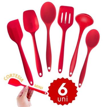 Imagem de Kit Utensílios de Silicone Cozinha Colher Concha Espátula 28,5cm - SQ 