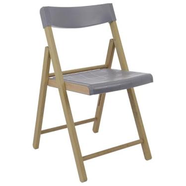 Imagem de FSC Cadeira Dobrável Tramontina Potenza em Madeira Tauari com Acabamento Lixado com Assento e Encosto Grafite