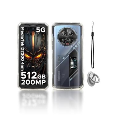 Imagem de KONXISA Capa para DOOGEE V40 Pro 5G, capa de telefone com fivelas e cordões, capa protetora de material TPU premium, capa protetora resistente a arranhões e quedas, transparente