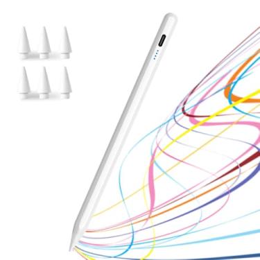 Imagem de Caneta Stylus para iPad 2018-2025 com rejeição de palma e exibição de energia, lápis para iPad 11th/10th/9th/8th/7th/6th Air M3/M2/5/4/3 Pro 11''/12.9''/M4/M5 Mini 7/6/5th (branca)