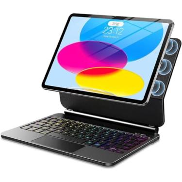 Imagem de Capa para iPad 11ª (A16) e 10ª geração com teclado – Capa protetora ultrafina magnética estilo mágico – retroiluminação – capa com teclado trackpad multitoque para iPad 11 polegadas 2025 e 10ª geração