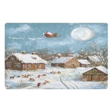 Imagem de STAYTOP Papai Noel sentado em um trenó capacho externo 81 x 50 cm, tapete de boas-vindas interno, tapetes de banho fofos, capacho frontal antiderrapante para entrada, pátio, áreas de alto tráfego
