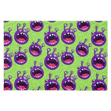 Imagem de Wassud Tapete de porta Monstros 61 x 89 cm, tapete lavável antiderrapante com suporte de borracha, tapete macio e macio para sala de estar, quarto, entrada, entrada