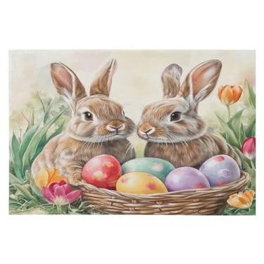 Imagem de Tapete de área 60 x 90 cm macio lavável tapete antiderrapante com suporte de borracha dois tapetes de área de coelho para sala de estar, quarto, decoração de casa