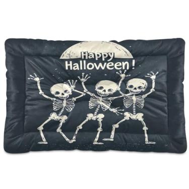 Imagem de Wassud Esqueletos de desenho animado cama para cães pequenos tapete de cama para cães ao ar livre lavável cama de gato cama para dormir viagem 45,7 cm x 61 cm