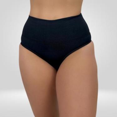 Imagem de Kit 5 Calcinha Cós Alto Lisa Cinta Modeladora Pós Parto Lingerie Femin