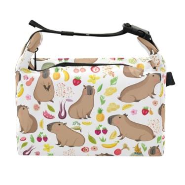 Imagem de STAYTOP Lancheira fofa capivara com fivela de alça, lancheira isolada para meninos e meninas, lancheira térmica para trabalho escolar