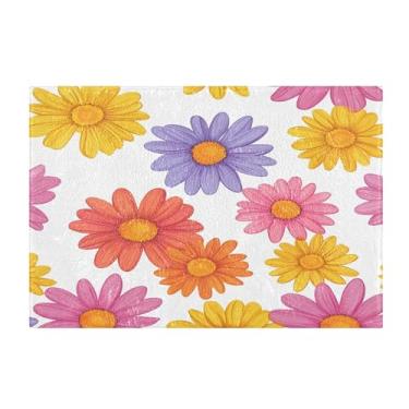 Imagem de Burbuja Tapete de banho floral, tapete de banheiro absorvente extra macio com suporte antiderrapante para banheiro, banheira, chuveiro, 41 x 61 cm