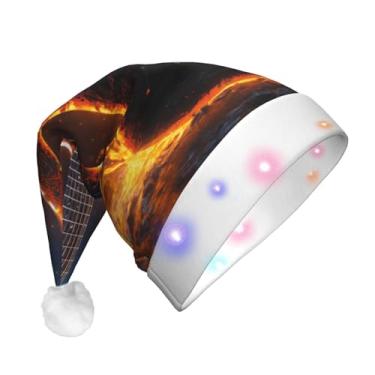 Imagem de SKKNT Boné de Natal masculino e feminino com estampa de guitarra elétrica, acessório de fantasia