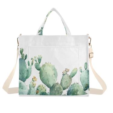 Imagem de Burbuja Sacola feminina de cacto aquarela, bolsa tiracolo de veludo cotelê, bolsa transversal para compras, trabalho, viagem, P, B432, Small