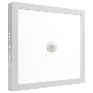 Imagem de Painel Plafon Led Com Sensor Sobrepor 18w ou 25w Preto/Branco Bivolt Luz Frio Redondo/Quadrado, Sobrepor Bivolt, Opções de Potência, Cor e Formato, Luz Frio(Branco,Quadrado 18w)