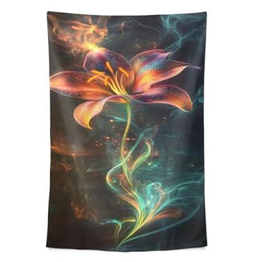 Imagem de STAYTOP Tapeçaria de parede de lírios coloridos bonitos tapeçarias para decoração de casa decoração de dormitório sala de estar quarto tapete de parede (80 × 60 pol)