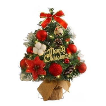 Imagem de Mini árvore de Natal artificial de 45 cm, pequena árvore de mesa para férias, faça você mesmo e decoração de escritório, planta artificial (estilo 4)