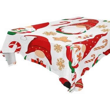 Imagem de Burbuja Toalha de mesa de gnomos de Natal, toalha de mesa quadrada anti-rugas grossa para decoração de jantar, cozinha, festa, 137 x 137 cm