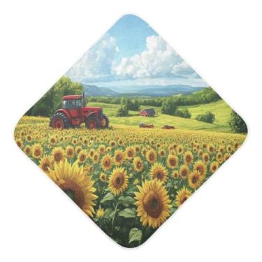 Imagem de STAYTOP Lindas toalhas de bebê com capuz de musselina de girassol rancho, toalha de banho super macia, toalhas de banho absorventes para banho recém-nascido unissex 76 x 76 cm