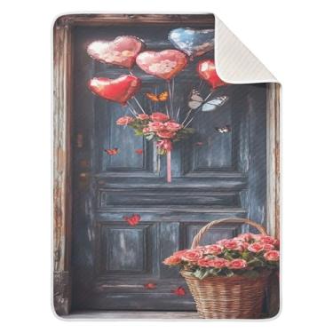 Imagem de xigua Cobertor de algodão para bebês com porta com coração, cobertor leve e macio para berço, carrinho de bebê, cobertores de berçário, 76 x 101 cm