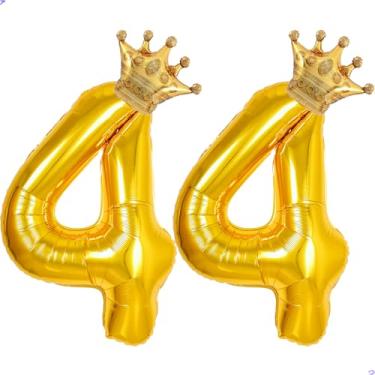Imagem de 44 balões com números dourados de 101,6 cm para decorações de aniversário de 44 anos para homens e mulheres, balões gigantes jumbo Mylar de 44 anos