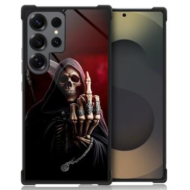 Imagem de CARLOCA Compatível com Samsung Galaxy S25 Ultra, Padrão Vertical de Dedo Médio Assustador Grim Reaper para Meninas, Ultra Proteção À Prova de Choque Silicone Macio TPU Antiderrapante Traseira