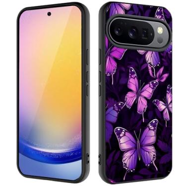 Imagem de Capa para Google Pixel 10/Pixel 10 Pro, capa ultrafina de silicone líquido antiderrapante elegante, adequada para Pixel 10/10 Pro de 6,3 polegadas, borboletas roxas