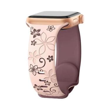 Imagem de Pulseira De Silicone Gravada Para Apple Watch Série 9 7 6 5 4 3 2 1 SE