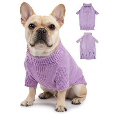 Imagem de Suéteres para cães pequenos, médios e grandes, roupas clássicas para animais de estimação com gola rolê, casaco térmico quente de inverno, gola grossa de tricô duplo, pulôver para clima frio para uso