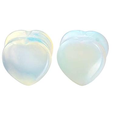 Imagem de Qmcandy 2 peças - 8 peças de alargadores de pedra natural opalita quartzo ágata olho de gato medidor de orelha joia piercing 2g-16mm, Pedra, Zircônia cúbica