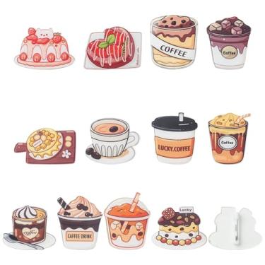 Imagem de UR URLIFEHALL 24 peças, 12 estilos, alfinetes de alfinetes de acrílico para alimentos, bolo, bebida, café, lapela, emblemas, para mochilas, roupas, xale, chapéu, vestido, artesanato