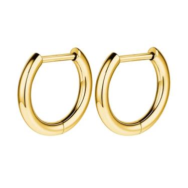 Imagem de AOEDEJ G23 Brincos de argola de titânio preto/aço cinza/dourado 18 G, pequenos brincos de argola de 8 mm/10 mm/12 mm, cartilagem para orelhas sensíveis para piercing múltiplo, cartilagem, argola