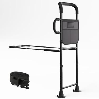 Imagem de HOMEAL Trilhos de cama para segurança de adultos idosos, grades de assistência de cabeceira ajustáveis com barra de alça antiderrapante, trilho de proteção de suporte de segurança de cama para idosos