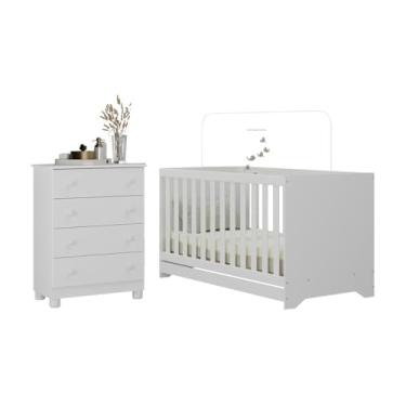 Imagem de Berço Americano 3 em 1 com Cômoda 4 Gavetas Allegra Multimóveis Mp4688 Branco