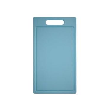 Imagem de Tabua De Corte Canaleta Pegador 50x30 6MM Polietileno Carnes Legumes Verduras(AZUL)