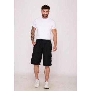 Imagem de Bermuda Masculina Cargo Nylon Preto 7658-Masculino