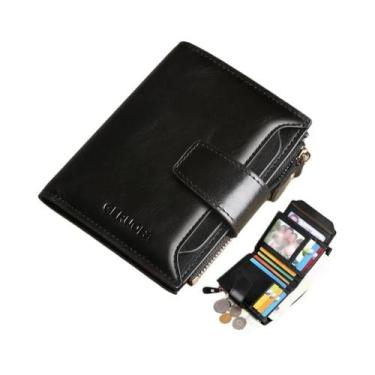 Imagem de Carteira Masculina De Couro Genuíno Com Bloqueio RFID, Vintage, Antifu