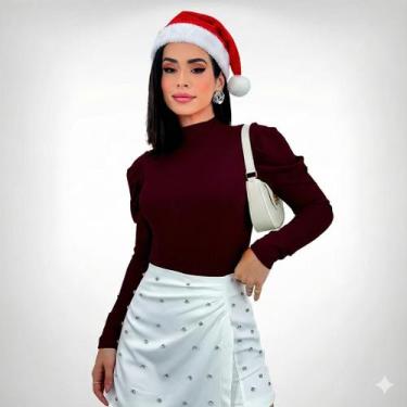 Imagem de Body Feminino Canelado Manga Longa Princesa Bufante Gola - SWISS BOUTI