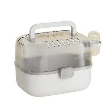 Imagem de Fenteer Gaiola para hamster com estojo de transporte ventilado, espaçosa e ideal para pequenos animais, como porquinhos-da-índia e camundongos, com bebedouro, Cinza