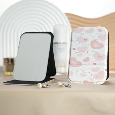 Imagem de Espelho de maquiagem portátil Millennium Love Style, mini espelho de maquiagem portátil dobrável, espelho de contorno quadrado portátil com flip vertical, adequado para todos em várias ocasiões