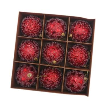 Imagem de Nishiyuenyi Conjunto de 9 Bolas de Natal para Decoração de árvore de Natal, Artigos para Festas, Enfeites Portáteis E Criativos para Pendurar Na, Vermelho